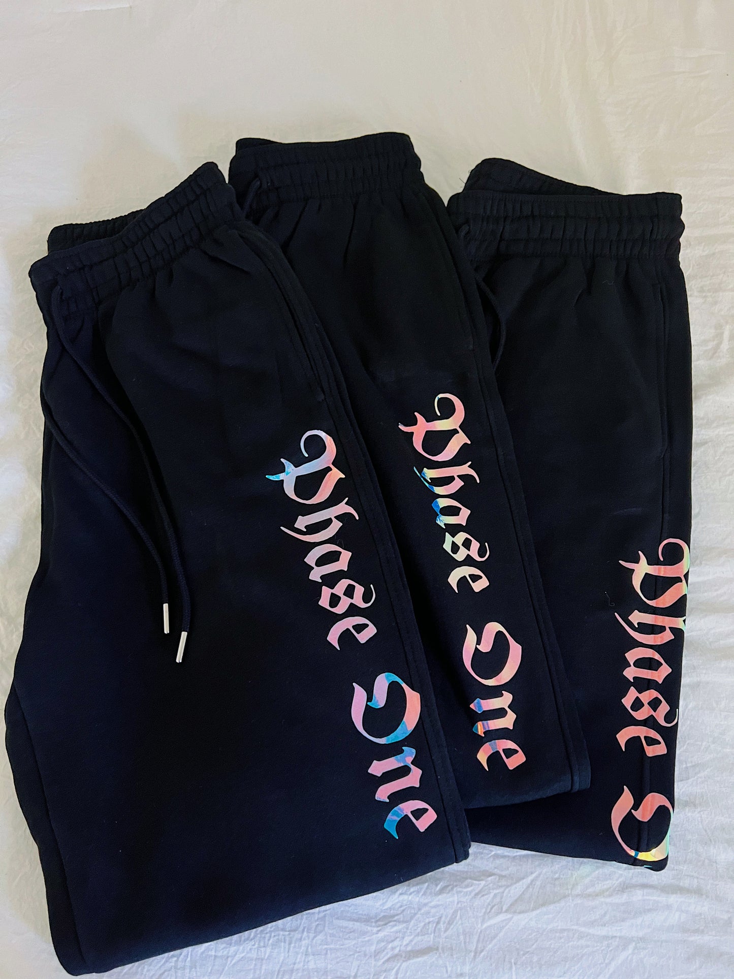 Black Holographic Phase One Sweatpants