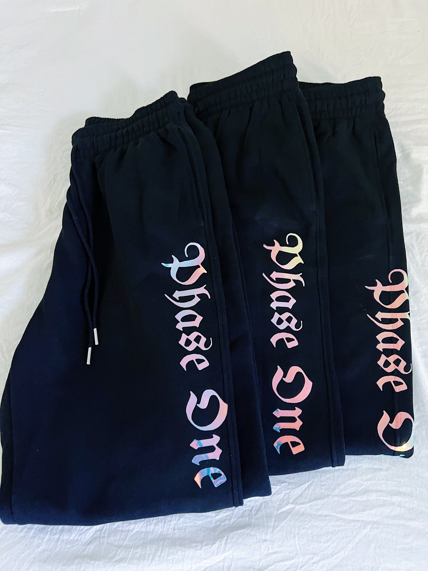 Black Holographic Phase One Sweatpants