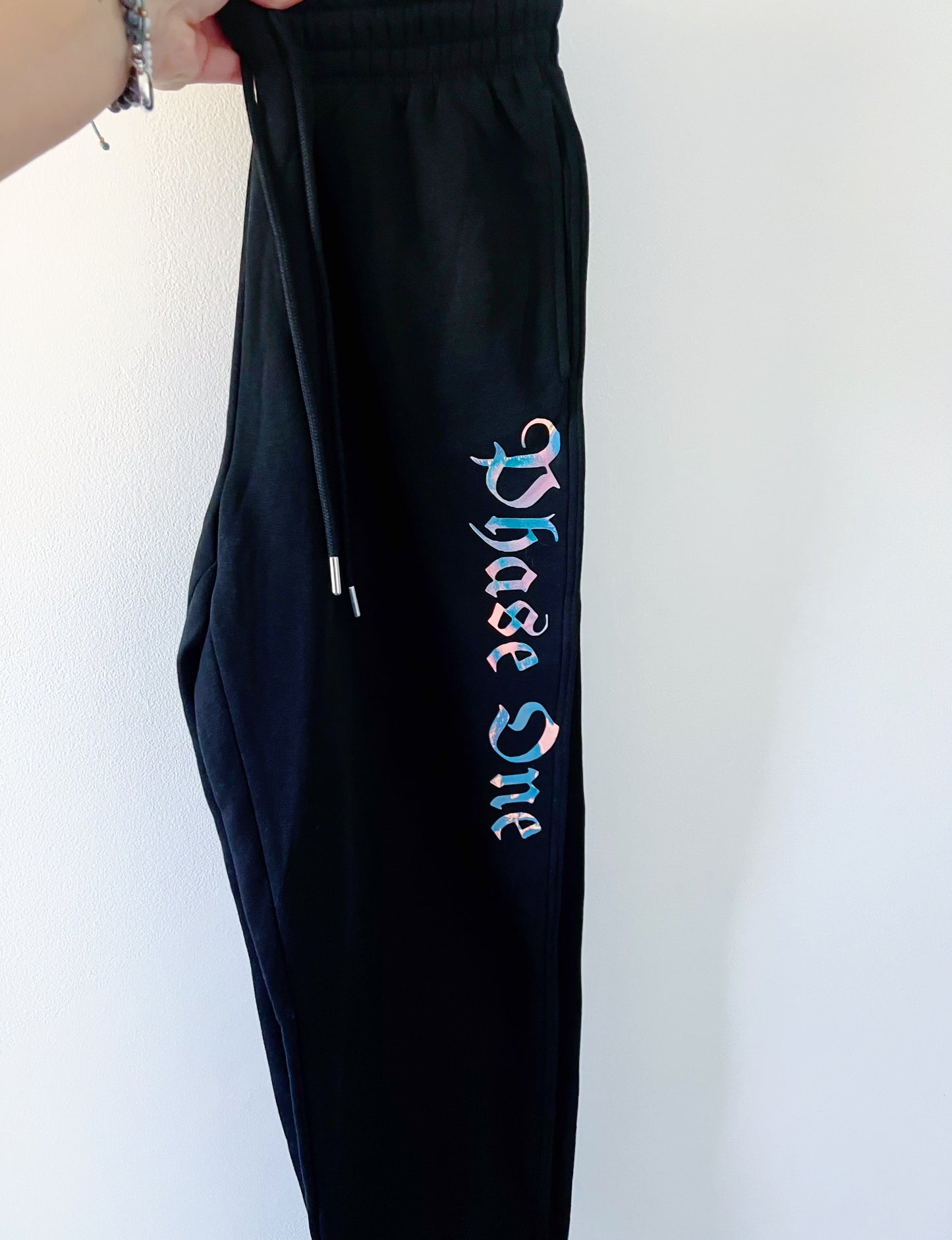 Black Holographic Phase One Sweatpants